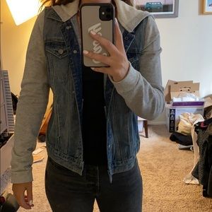 Denim sweatshirt jacket